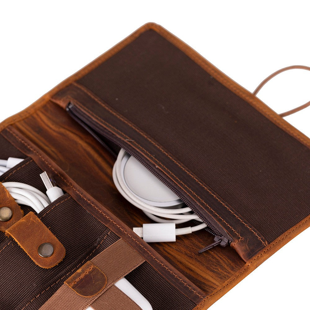 Bloominbag-Torino Tech Roll Soft Moccasin Tan Hakiki Deri Kablo & şarj Düzenleyici-5-Milagron.com