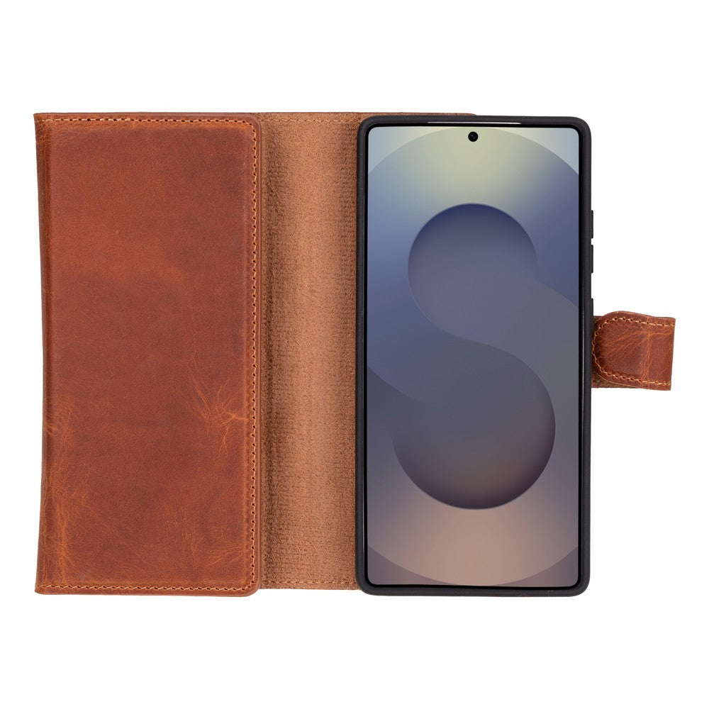 Valeno Mocca Deri Wallet Case Samsung Galaxy S25 Ultra (6.9") | Manyetik Ayrılabilir Cüzdanlı Telefon Kılıfı