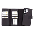 Valeno Onyx Black Deri Wallet Case Samsung Galaxy S25 Ultra (6.9") | Manyetik Ayrılabilir Cüzdanlı Telefon Kılıfı