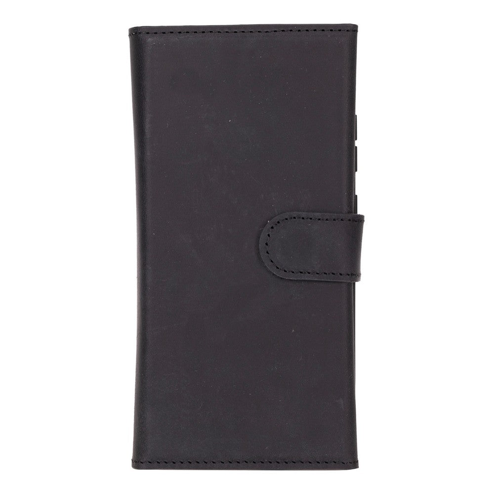Valeno Onyx Black Deri Wallet Case Samsung Galaxy S25 Ultra (6.9") | Manyetik Ayrılabilir Cüzdanlı Telefon Kılıfı