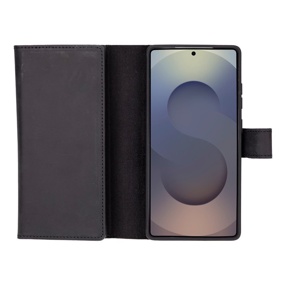 Valeno Onyx Black Deri Wallet Case Samsung Galaxy S25 Ultra (6.9") | Manyetik Ayrılabilir Cüzdanlı Telefon Kılıfı