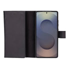 Valeno Onyx Black Deri Wallet Case Samsung Galaxy S25 Ultra (6.9") | Manyetik Ayrılabilir Cüzdanlı Telefon Kılıfı