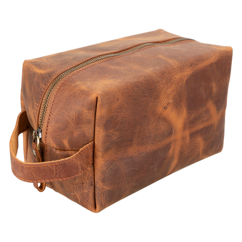 Voyage Burnt Orange Hakiki Deri Dopp Kit – X Large