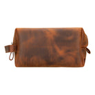 Voyage Dark Orange Hakiki Deri Dopp Kit – Large