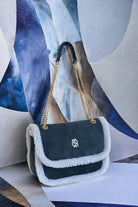 Bloomsbury-Les Alpes Antrasit Shearling Süet Çanta-El Çantası-2-Milagron.com