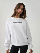 Body London-Body London Pamuklu Normal Kalıp Oversize Günlük Beyaz Sweatshirt-Sweatshirts & Hoodies-1-Milagron.com
