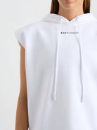 Body London-Kolsuz Kapüşonlu Üst Beyaz-Sweatshirts & Hoodies-4-Milagron.com