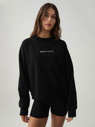 Body London-Pamuklu Normal Kalıp Oversize Günlük Siyah Sweatshirt-Sweatshirts & Hoodies-1-Milagron.com