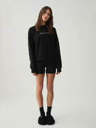 Body London-Pamuklu Normal Kalıp Oversize Günlük Siyah Sweatshirt-Sweatshirts & Hoodies-3-Milagron.com