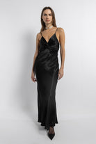 Boneqa Barcelona-Askılı Saten Parti Elbise-Elbise-1-Milagron.com