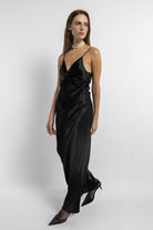 Boneqa Barcelona-Askılı Saten Parti Elbise-Elbise-2-Milagron.com