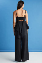 Boneqa Barcelona-Askılı Siyah Keten Bluz-Bluz-5-Milagron.com