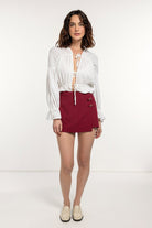 Boneqa Barcelona-Bağcıklı & Büzgülü Beyaz Bluz-Bluz-2-Milagron.com