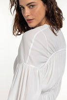 Boneqa Barcelona-Bağcıklı & Büzgülü Beyaz Bluz-Bluz-4-Milagron.com