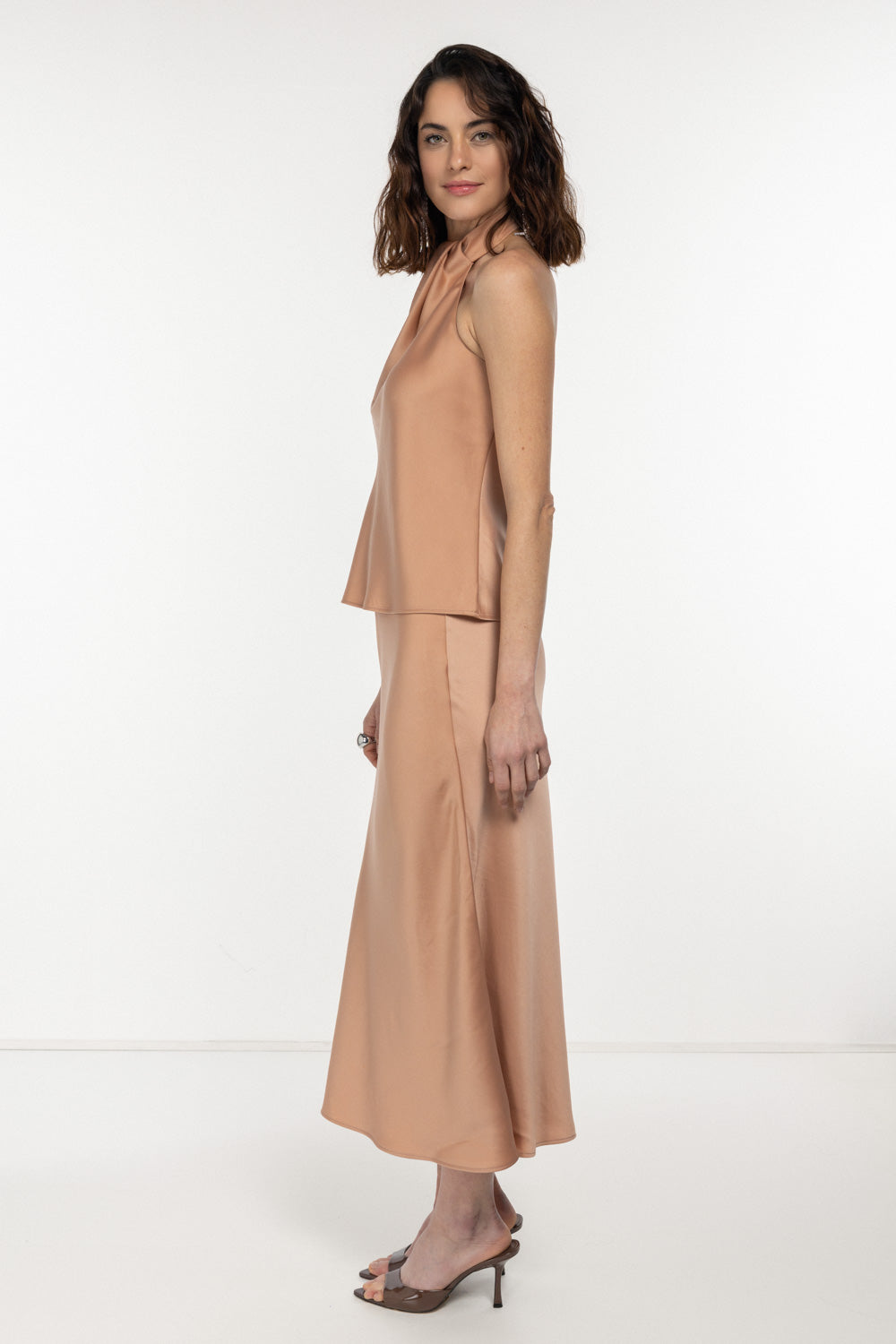 Belden Lastikli Volanlı Moka Midi Etek - 1