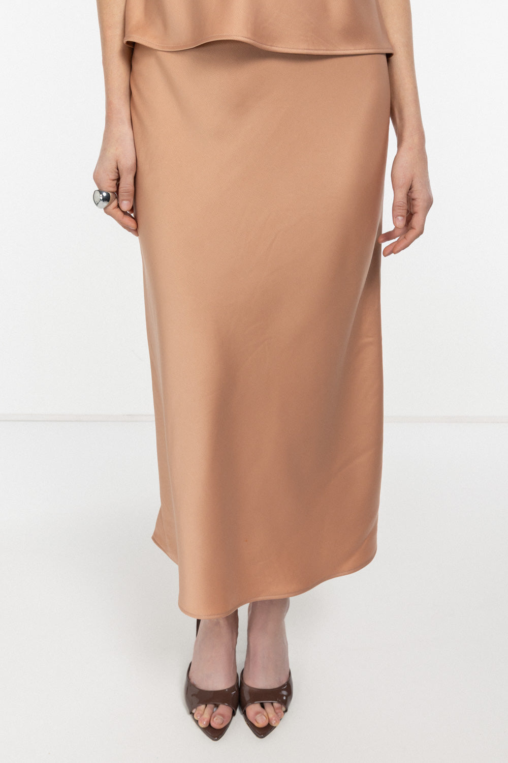 Belden Lastikli Volanlı Moka Midi Etek - 2