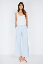 Boneqa Barcelona-Belden Poplin Detaylı Çizgili Pantolon-Pantolon-1-Milagron.com