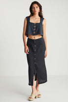 Boneqa Barcelona-Brode Kumaş Askılı Siyah Bluz-Bluz-4-Milagron.com