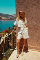 Boneqa Barcelona-Cep Detaylı Ekru Keten Gömlek-Gömlek-6-Milagron.com