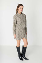 Desenli Cep Detaylı Crop Ceket - 2