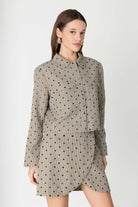 Desenli Cep Detaylı Crop Ceket - 5