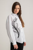 Boneqa Barcelona-Ebru Lale İşlemeli Gömlek-Gömlek-6-Milagron.com