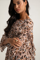 Boneqa Barcelona-Fırfır Detaylı Leopar Desenli Elbise-Elbise-5-Milagron.com