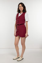 Boneqa Barcelona-Gold Düğme Detaylı Mini Etek-Etek-2-Milagron.com