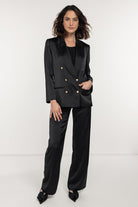 Boneqa Barcelona-Gold Düğme Detaylı Saten Blazer Ceket-Ceket-2-Milagron.com