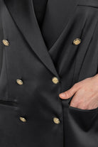 Boneqa Barcelona-Gold Düğme Detaylı Saten Blazer Ceket-Ceket-4-Milagron.com