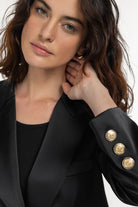 Boneqa Barcelona-Gold Düğme Detaylı Saten Blazer Ceket-Ceket-5-Milagron.com