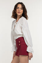 Boneqa Barcelona-Gold Düğme Detaylı Şort Etek-Etek-2-Milagron.com