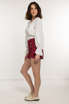 Boneqa Barcelona-Gold Düğme Detaylı Şort Etek-Etek-3-Milagron.com