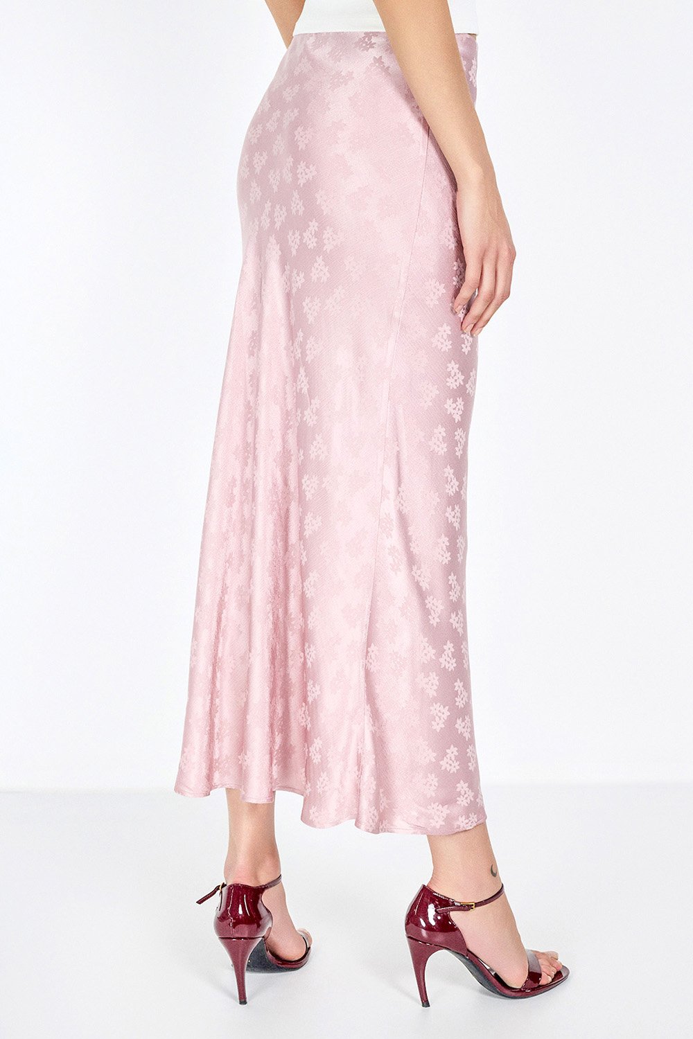 Boneqa Barcelona-Jakarlı Pembe Midi Etek-Etek-7-Milagron.com