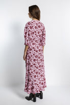 Boneqa Barcelona-Kruvaze Yaka Detaylı Desenli Elbise-Elbise-8-Milagron.com