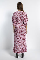 Boneqa Barcelona-Kruvaze Yaka Detaylı Desenli Elbise-Elbise-9-Milagron.com