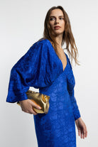 Boneqa Barcelona-Mavi Desenli Gece Elbisesi-Elbise-2-Milagron.com