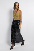 Boneqa Barcelona-Pul Payetli Uzun Etek-Etek-3-Milagron.com