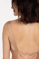 Boneqa Barcelona-Sırt Dekolteli Robalı Mokka Elbise-Elbise-6-Milagron.com