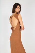 Boneqa Barcelona-Sırtı Açık Tarçın Maxi Elbise-Elbise-1-Milagron.com