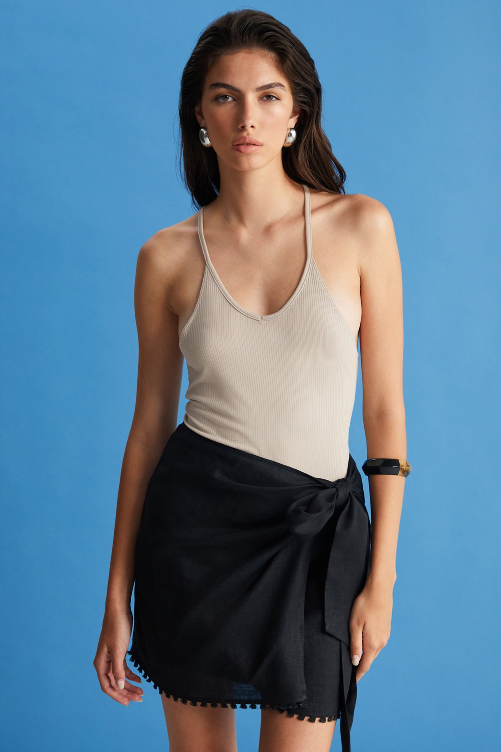 Boneqa Barcelona-Yarışçı Sırtlı Bej Tişört-T-Shirts-3-Milagron.com