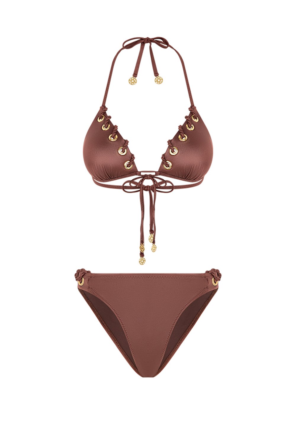 Bonesta-Aeolian Burnt Umber Kuşgözlü Üçgen Bikini Takımı-Bikini & Mayo-4-Milagron.com
