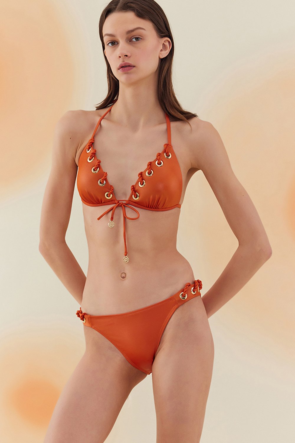 Bonesta-Aeolian Flame Orange Kuşgözlü Üçgen Bikini Takımı-Bikini & Mayo-2-Milagron.com