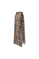 Bonesta-Alessia Turuncu Çiçek Desenli Bağcıklı Uzun Pareo Etek-Pareo & Bandana-1-Milagron.com