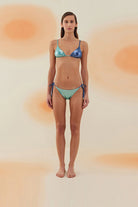 Bonesta-Amargosa Shiny Aqua And Royal Blue Çift Renk Üçgen Bikini Takımı-Bikini & Mayo-3-Milagron.com