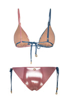 Bonesta-Amargosa Shiny Sapphire Blue And Misty Rose Çift Renk Üçgen Bikini Takımı-Bikini & Mayo-5-Milagron.com