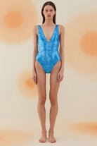 Bonesta-Avord Shiny Azure Blue Aksesuarlı V Yaka Mayo-Bikini & Mayo-1-Milagron.com