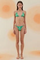 Bonesta-Bardenas Shiny Shiny Emerald Green Aksesuarlı Üçgen Bikini Takımı-Bikini & Mayo-1-Milagron.com