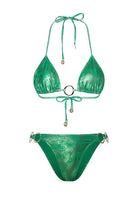 Bonesta-Bardenas Shiny Shiny Emerald Green Aksesuarlı Üçgen Bikini Takımı-Bikini & Mayo-4-Milagron.com