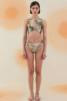 Bonesta-Bayuda Phantom Snake Pattern Halter Kesim Pencereli Mayo-Bikini & Mayo-1-Milagron.com